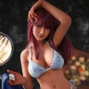 【US Spot】168cm standing doll, free brown middle-parted curly hair